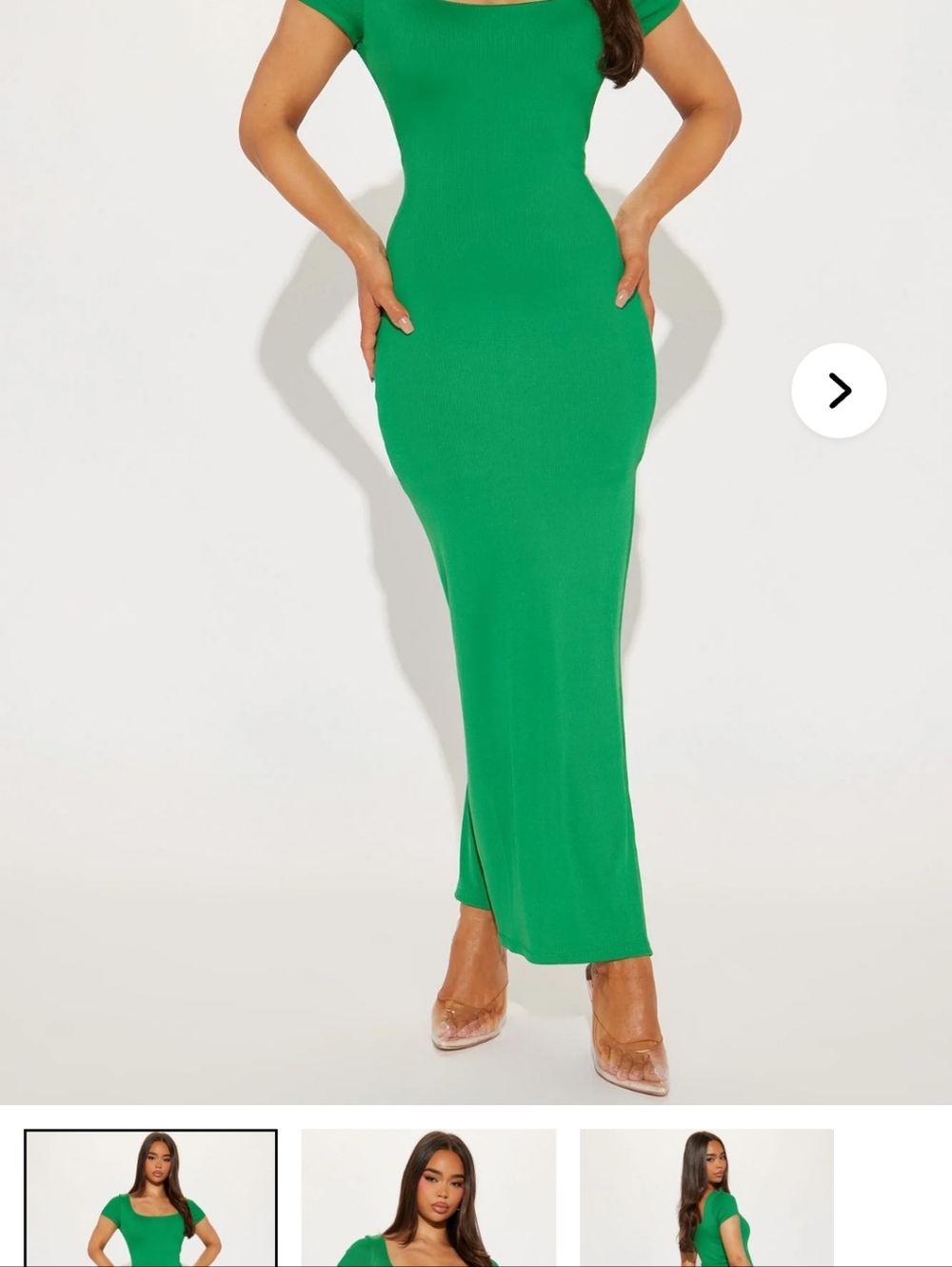 Fashion Nova Green Scoop Neck Maxi Dress